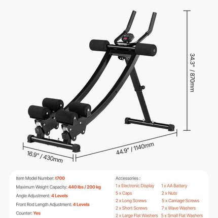 AB Workout Machine Equipment Home Gym Core Abdominal Trainers Dual-track.