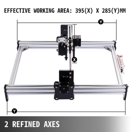CNC 3040 15000MW CNC Machine 395(X) x 285(Y)Mm Effective Working Area 3040 CNC Router Machine GRBL Control CNC Laser Engraver Machine with 2 Axis Milling Router.