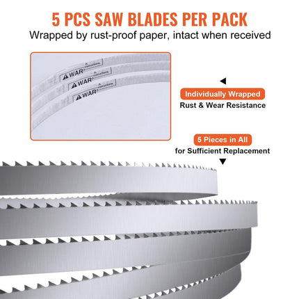Band Saw Blade, 1650*16*0.56mm, 5 PCS/Pack Meat Bandsaw Blades for Replacement, Carbon Steel Blade, Meat Cutting Blade Wrapped by Rust-Proof Paper, Fit for Commercial Bone Saw Machines.