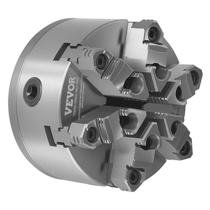 6-Jaw Lathe Chuck, 6 Inch (160 mm), Self-Centering Chuck with D1-4 Cam Lock Backing Plate, 0.12-5.71 in (3-145 mm) Clamping Range with T-wrench Screws, HT300 Material, for Wood Metal Lathe.