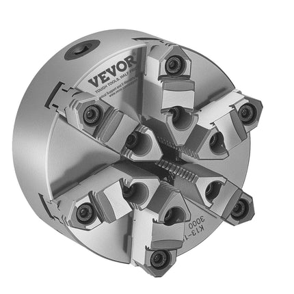 6-Jaw Lathe Chuck, 6 Inch (160 mm), Self-Centering Chuck with D1-4 Cam Lock Backing Plate, 0.12-5.71 in (3-145 mm) Clamping Range with T-wrench Screws, HT300 Material, for Wood Metal Lathe.
