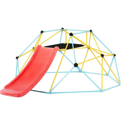 Climbing Dome, 8FT Geometric Dome Climber with Slide, for Kids 3 to 9 Years Old, Jungle Gym Supports 600LBS and Easy Assembly, with Climbing Grip, Outdoor and Indoor Play Equipment for Kids.