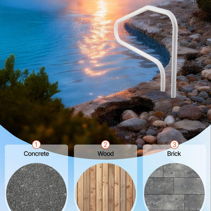 Pool Rail, 122 x 81.3 cm Pool Handrail, 100kg Load Capacity Heavy Duty Stainless Steel Swimming Handrail, Seamless Welding, Recessed or Base Mount, for Poolside, Water Parks, Spa Centers.