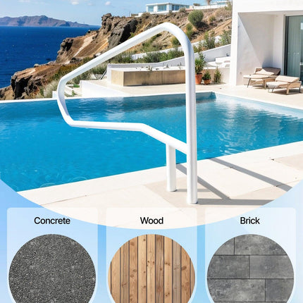 Pool Rail, 137.1 x 81.3 cm Pool Handrail, 100kg Load Capacity Heavy Duty Stainless Steel Swimming Handrail, Seamless Welding, Recessed or Base Mount, for Poolside, Water Parks, Spa Centers.