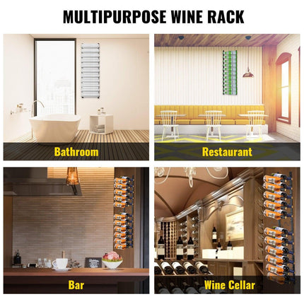 Wall Mounted Wine Rack, 12x2 Bottles Wine Holder Towel Rack, Black Steel Vertical Wine Rack, Modern Decorative Wall Mounted Wine Bottle Holder, Forward Design Simple Storage Wall Rack 48x11x1 In.