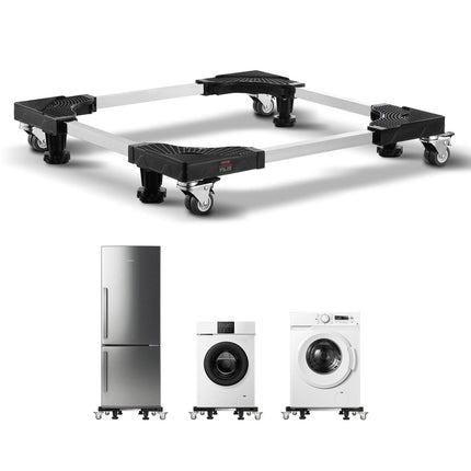 Fridge Stand Mobile Base, 1100 lbs Load Capacity, Washing Machine Stand with 8 Locking Twin Wheels and 4 Brakes, 27.5 -35.4 Inches Adjustable Furniture Dolly for Washer, Refrigerator and Dryer.