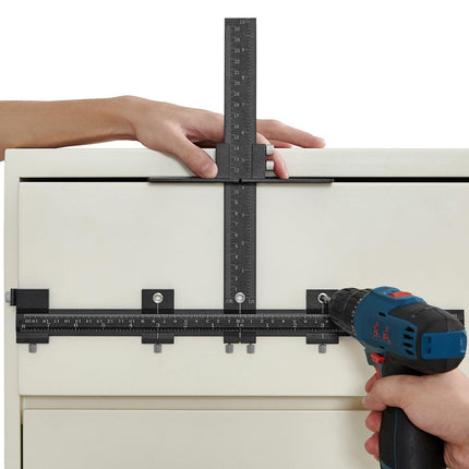Cabinet Hardware Jig, Aluminum Alloy Cabinet Handle Jig with Center Punch, Adjustable Cabinet Hardware Template Tool, for Installation of Door Drawer Front Knobs Handles and Pulls.