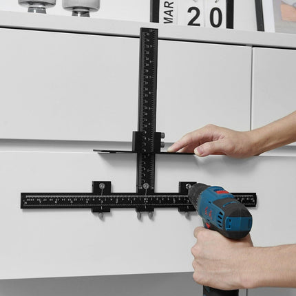 Cabinet Hardware Jig, Aluminum Alloy Cabinet Handle Jig with Center Punch, Adjustable Cabinet Hardware Template Tool, for Installation of Door Drawer Front Knobs Handles and Pulls.