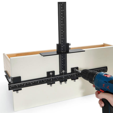Cabinet Hardware Jig, Aluminum Alloy Cabinet Handle Jig with Center Punch, Adjustable Cabinet Hardware Template Tool, for Installation of Door Drawer Front Knobs Handles and Pulls.