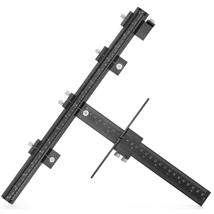 Cabinet Hardware Jig, Aluminum Alloy Cabinet Handle Jig with Center Punch, Adjustable Cabinet Hardware Template Tool, for Installation of Door Drawer Front Knobs Handles and Pulls.