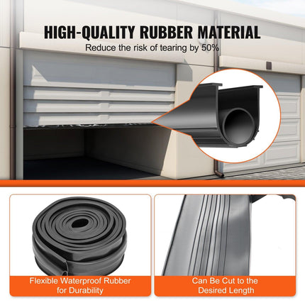 Garage Door Seals Bottom Rubber, U Shape +O Ring Combination Garage Door Bottom Weather Seal, 16ft Weatherproofing Garage Door Seal, 5/16 inch T-ends and 3 3/4 inch Width, for Doors, Black.