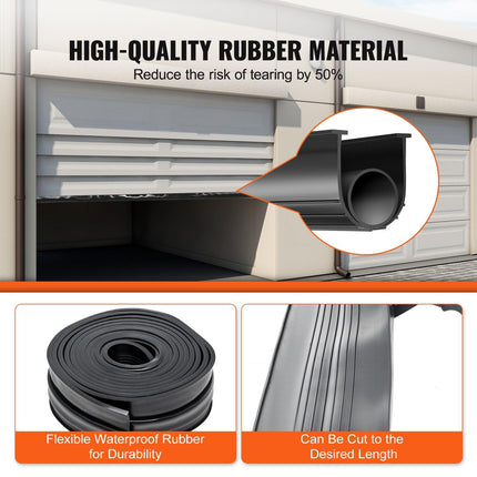 Garage Door Seals Bottom Rubber, U Shape +O Ring Combination Garage Door Bottom Weather Seal, 20ft Weatherproofing Garage Door Seal, 5/16 inch T-ends and 3 3/4 inch Width, for Doors, Black.