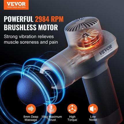 Massage Gun Deep Tissue, Percussion Muscle Massager for Athletes - with 5 Speed Levels & 6 Massage Heads, 7.4V 2500mAh Batteries, Handheld Electric Massage Gun for Pain Relief, Muscle Relaxation.