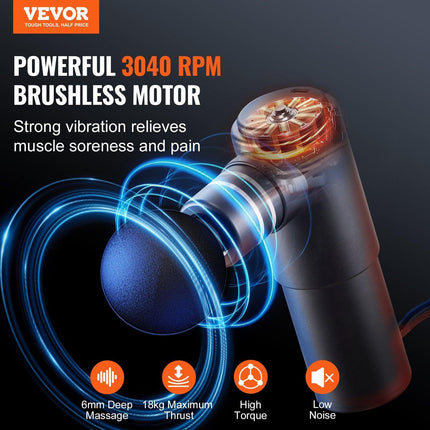 Massage Gun Deep Tissue, Percussion Muscle Massager for Athletes - with 4 Speed Levels & 4 Massage Heads, 12V 2500mAh Batteries, Handheld Electric Massage Gun for Pain Relief, Muscle Relaxation.