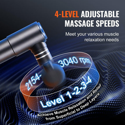 Massage Gun Deep Tissue, Percussion Muscle Massager for Athletes - with 4 Speed Levels & 4 Massage Heads, 12V 2500mAh Batteries, Handheld Electric Massage Gun for Pain Relief, Muscle Relaxation.