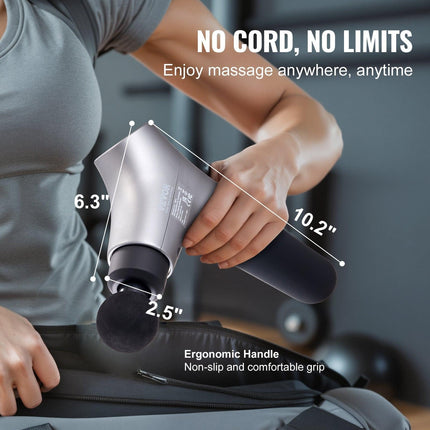 Massage Gun Deep Tissue, Percussion Muscle Massager for Athletes - with 6 Speed Levels & 4 Massage Heads, 12V 2500mAh Batteries, Handheld Electric Massage Gun for Pain Relief, Muscle Relaxation.