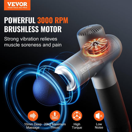 Massage Gun Deep Tissue, Percussion Muscle Massager for Athletes - with 8 Speed Levels & 6 Massage Heads, 24V 2500mAh Batteries, Handheld Electric Massage Gun for Pain Relief, Muscle Relaxation.