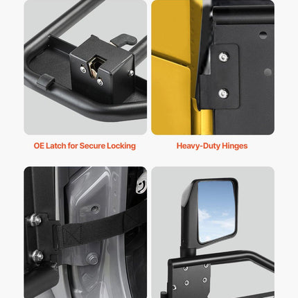 Jeep Tube Doors, 2-Door, Hunting Style Jeep Tubular Door with Heavy-Duty Hinges & OE Latch, Jeep Doors with Rear View Mirrors, Fit for 2018-2024 Jeep Wrangler JL & 2020-2024 Jeep Gladiator JT.