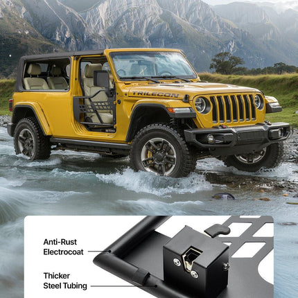 Jeep Tube Doors, 2-Door, Hunting Style Jeep Tubular Door with Heavy-Duty Hinges & OE Latch, Jeep Doors with Rear View Mirrors, Fit for 2018-2024 Jeep Wrangler JL & 2020-2024 Jeep Gladiator JT.