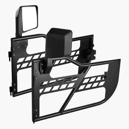 Jeep Tube Doors, 2-Door, Hunting Style Jeep Tubular Door with Heavy-Duty Hinges & OE Latch, Jeep Doors with Rear View Mirrors, Fit for 2018-2024 Jeep Wrangler JL & 2020-2024 Jeep Gladiator JT.