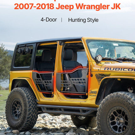 Jeep Tube Doors, 4-Door, Hunting Style Jeep Tubular Door with Heavy-Duty Hinges & OE Latch, Jeep Doors with Rubber Pads & Toughened Steel Tube, Fit for 2007-2018 Jeep Wrangler JK.