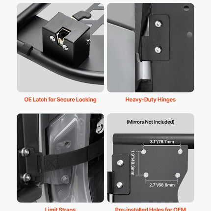 Jeep Tube Doors, 4-Door, Hunting Style Jeep Tubular Door with Heavy-Duty Hinges & OE Latch, Jeep Doors with Rubber Pads & Toughened Steel Tube, Fit for 2007-2018 Jeep Wrangler JK.