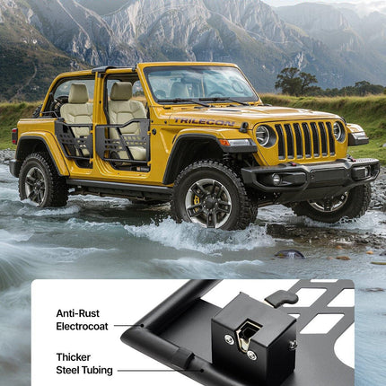 Jeep Tube Doors, 4-Door, Hunting Style Jeep Tubular Door with Heavy-Duty Hinges & OE Latch, Jeep Doors with Rubber Pads & Toughened Steel Tube, Fit for 2007-2018 Jeep Wrangler JK.