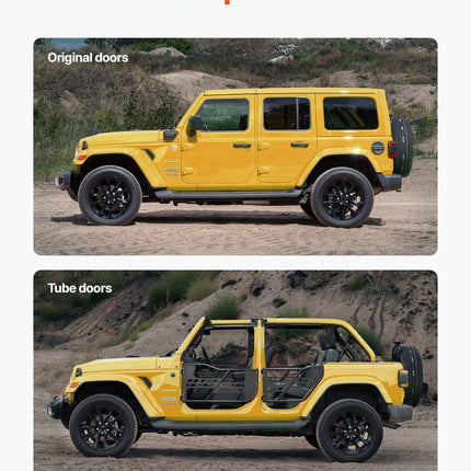 Jeep Tube Doors, 4-Door, Hunting Style Jeep Tubular Door with Heavy-Duty Hinges & OE Latch, Jeep Doors with Rubber Pads & Toughened Steel Tube, Fit for 2007-2018 Jeep Wrangler JK.