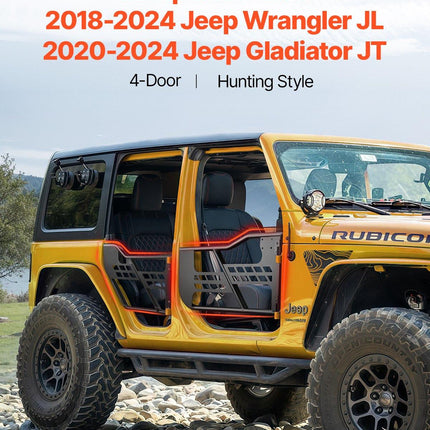 VEVOR Jeep Tube Doors, 4-Door, Hunting Style Jeep Tubular Door with Heavy-Duty Hinges & OE Latch, Jeep Doors with Rubber Pads, Fit for 2018-2024 Jeep Wrangler JL & 2020-2024 Jeep Gladiator JT.