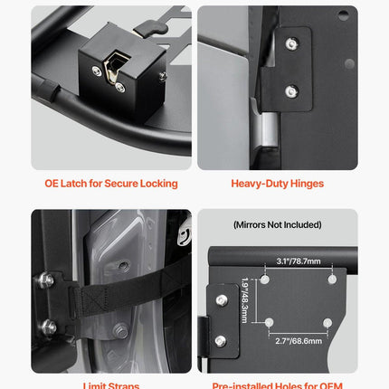 VEVOR Jeep Tube Doors, 4-Door, Hunting Style Jeep Tubular Door with Heavy-Duty Hinges & OE Latch, Jeep Doors with Rubber Pads, Fit for 2018-2024 Jeep Wrangler JL & 2020-2024 Jeep Gladiator JT.