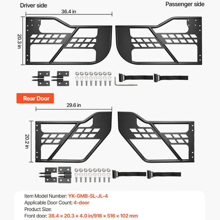 VEVOR Jeep Tube Doors, 4-Door, Hunting Style Jeep Tubular Door with Heavy-Duty Hinges & OE Latch, Jeep Doors with Rubber Pads, Fit for 2018-2024 Jeep Wrangler JL & 2020-2024 Jeep Gladiator JT.