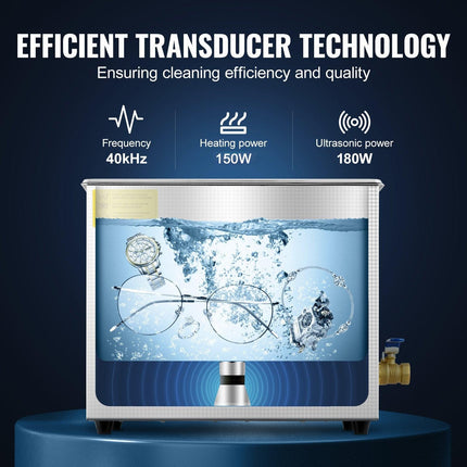 Brand New 6 Liter Stainless Steel Digital Ultrasonic Cleaner w/ Bracket & Drainage System.