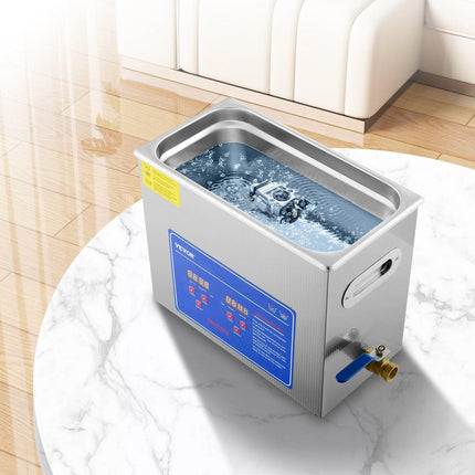 Brand New 6 Liter Stainless Steel Digital Ultrasonic Cleaner w/ Bracket & Drainage System.