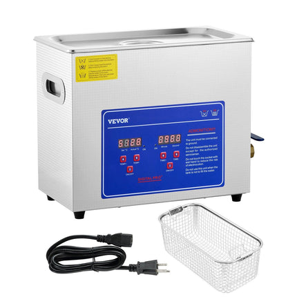 Brand New 6 Liter Stainless Steel Digital Ultrasonic Cleaner w/ Bracket & Drainage System.