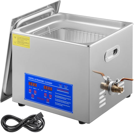 Powerful Stainless Steel 13.5-15 L Liters Ultrasonic Cleaner 360W Digital Heater Timer.