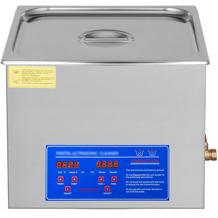 Powerful Stainless Steel 13.5-15 L Liters Ultrasonic Cleaner 360W Digital Heater Timer.