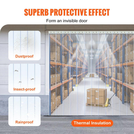 Strip Curtain, 4572 cm Length x 20 cm Width x 2 mm Thickness, Clear Ribbed PVC Curtain Strip Door Bulk Roll, Plastic Door Strips for Doorways of Supermarket, Garage, Warehouse, Barn, Pet House.