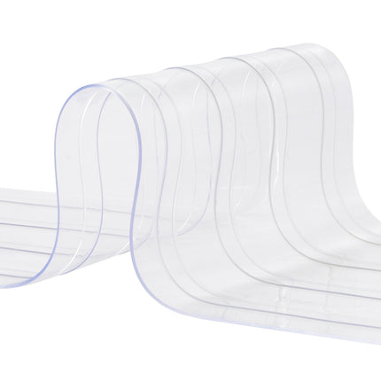 Strip Curtain, 164' Length x 8" Width x 0.08" Thickness, Clear Ribbed PVC Curtain Strip Door Bulk Roll, Plastic Door Strips for Doorways of Supermarket, Garage, Warehouse, Barn, Pet Animal House.