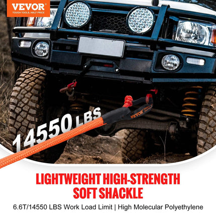 Synthetic Soft Shackle Rope, 2 Pack 12.7 x 558.8 mm 20 Ton Breaking Strength Recovery Tow Shackles with Extra 2 Sleeves and Storage Bag for UTV, ATV, Trucks, Jeep, Off-Road Vehicles Towing, Red.