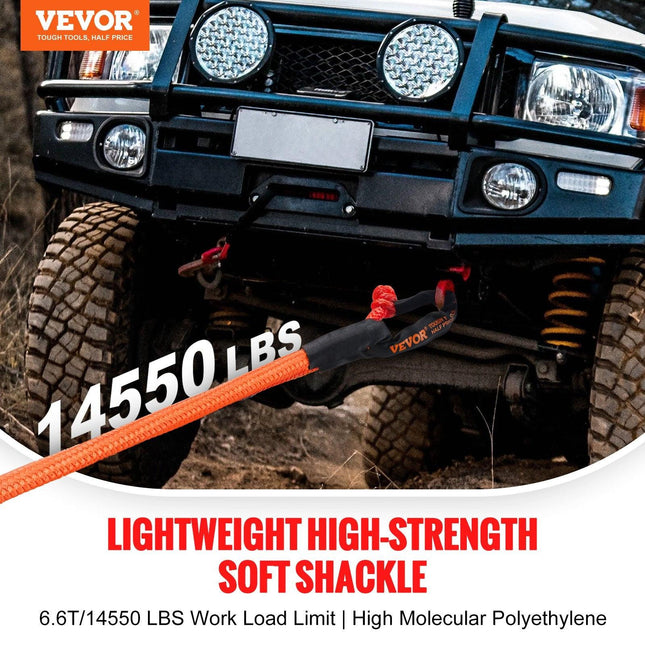 Synthetic Soft Shackle Rope, 2 Pack 12.7 x 558.8 mm 20 Ton Breaking Strength Recovery Tow Shackles with Extra 2 Sleeves and Storage Bag for UTV, ATV, Trucks, Jeep, Off-Road Vehicles Towing, Red.