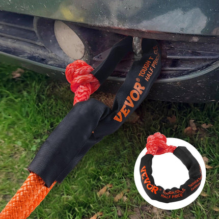 Synthetic Soft Shackle Rope, 2 Pack 12.7 x 558.8 mm 20 Ton Breaking Strength Recovery Tow Shackles with Extra 2 Sleeves and Storage Bag for UTV, ATV, Trucks, Jeep, Off-Road Vehicles Towing, Red.