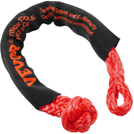 Synthetic Soft Shackle Rope, 2 Pack 12.7 x 558.8 mm 20 Ton Breaking Strength Recovery Tow Shackles with Extra 2 Sleeves and Storage Bag for UTV, ATV, Trucks, Jeep, Off-Road Vehicles Towing, Red.