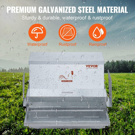 Automatic Chicken Feeder Galvanized Steel Poultry Feeder 25 lb 10 Chickens.