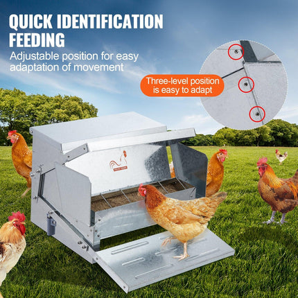 Automatic Chicken Feeder Galvanized Steel Poultry Feeder 25 lb 10 Chickens.