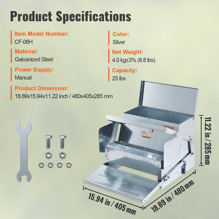 Automatic Chicken Feeder Galvanized Steel Poultry Feeder 25 lb 10 Chickens.