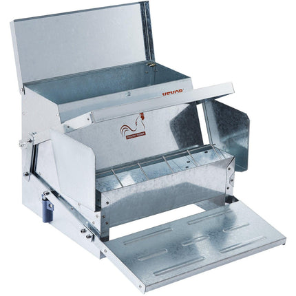 Automatic Chicken Feeder Galvanized Steel Poultry Feeder 25 lb 10 Chickens.