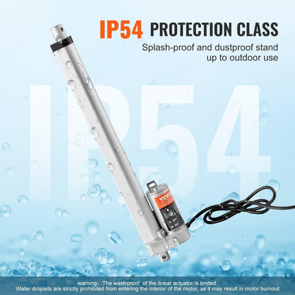 Linear Actuator 12V, 12 Inch High Load 330lbs/1500N Linear Actuator, 0.19"/s Linear Motion Actuator with Mounting Bracket and IP54 Protection.