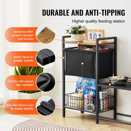 Pet Feeding Station with Storage Dog Food & Toy Organizer Raised Dog Bowls.
