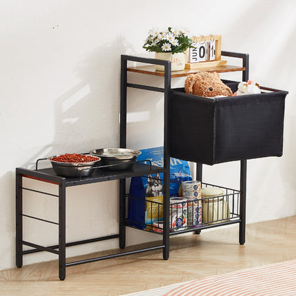 Pet Feeding Station with Storage Dog Food & Toy Organizer Raised Dog Bowls.