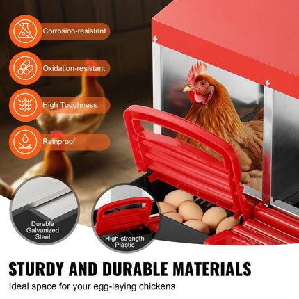 4-Compartment Chicken Nest Box Metal Box with Inclined Nesting Boxes.